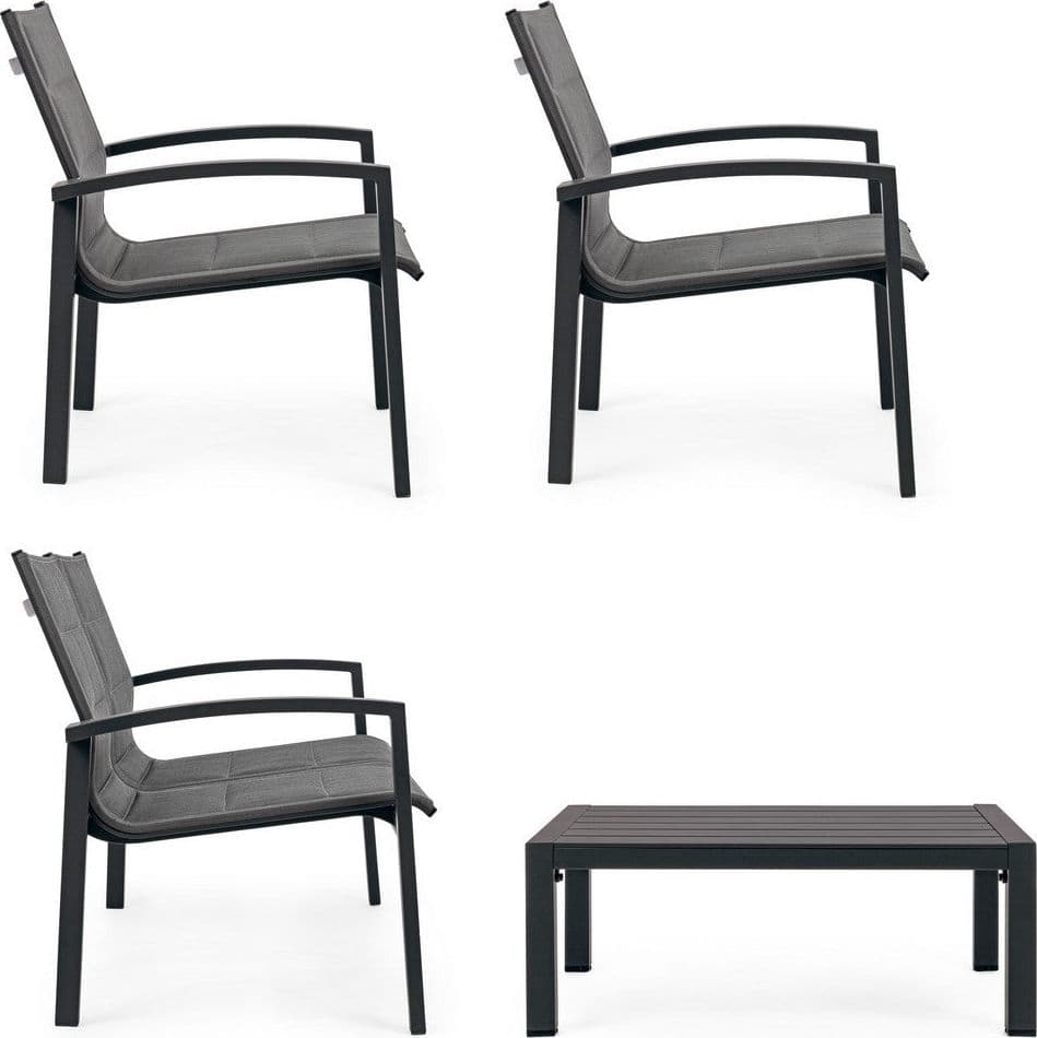 Salottino "Laiken" con poltroncine, divanetto e tavolino, struttura in alluminio, per esterno Giardino e giardinaggio/Arredamento da giardino e accessori/Set di mobili Decor Space - Altamura, Commerciovirtuoso.it