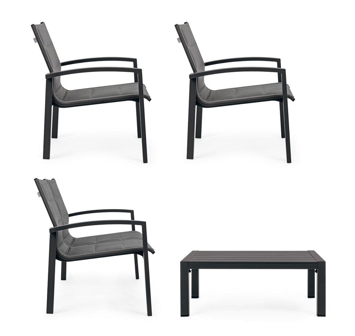 Salottino "Laiken" con poltroncine, divanetto e tavolino, struttura in alluminio, per esterno Giardino e giardinaggio/Arredamento da giardino e accessori/Set di mobili Decor Space - Altamura, Commerciovirtuoso.it