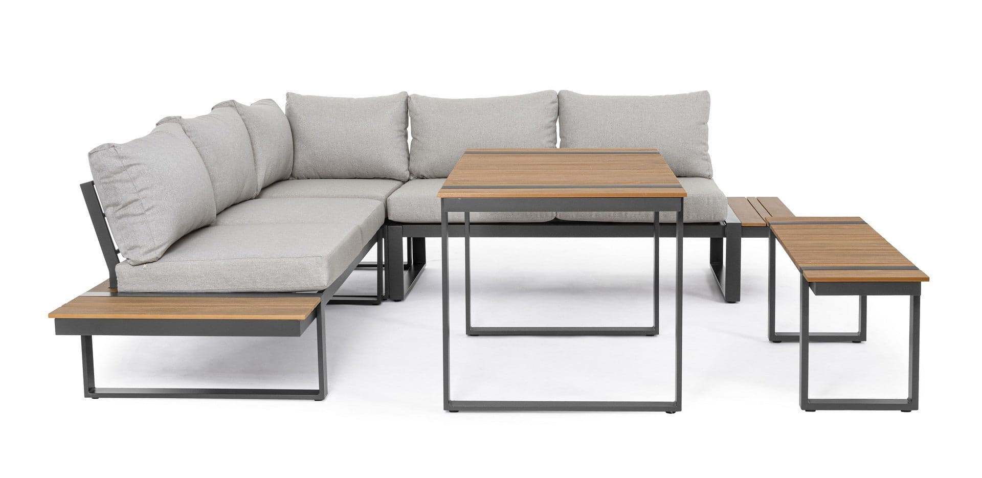 Salottino angolare "Sven" antracite, struttura in alluminio, cuscini sfoderabili in tessuto in Set di mobili Decor Space - Altamura, commercioVirtuoso.it