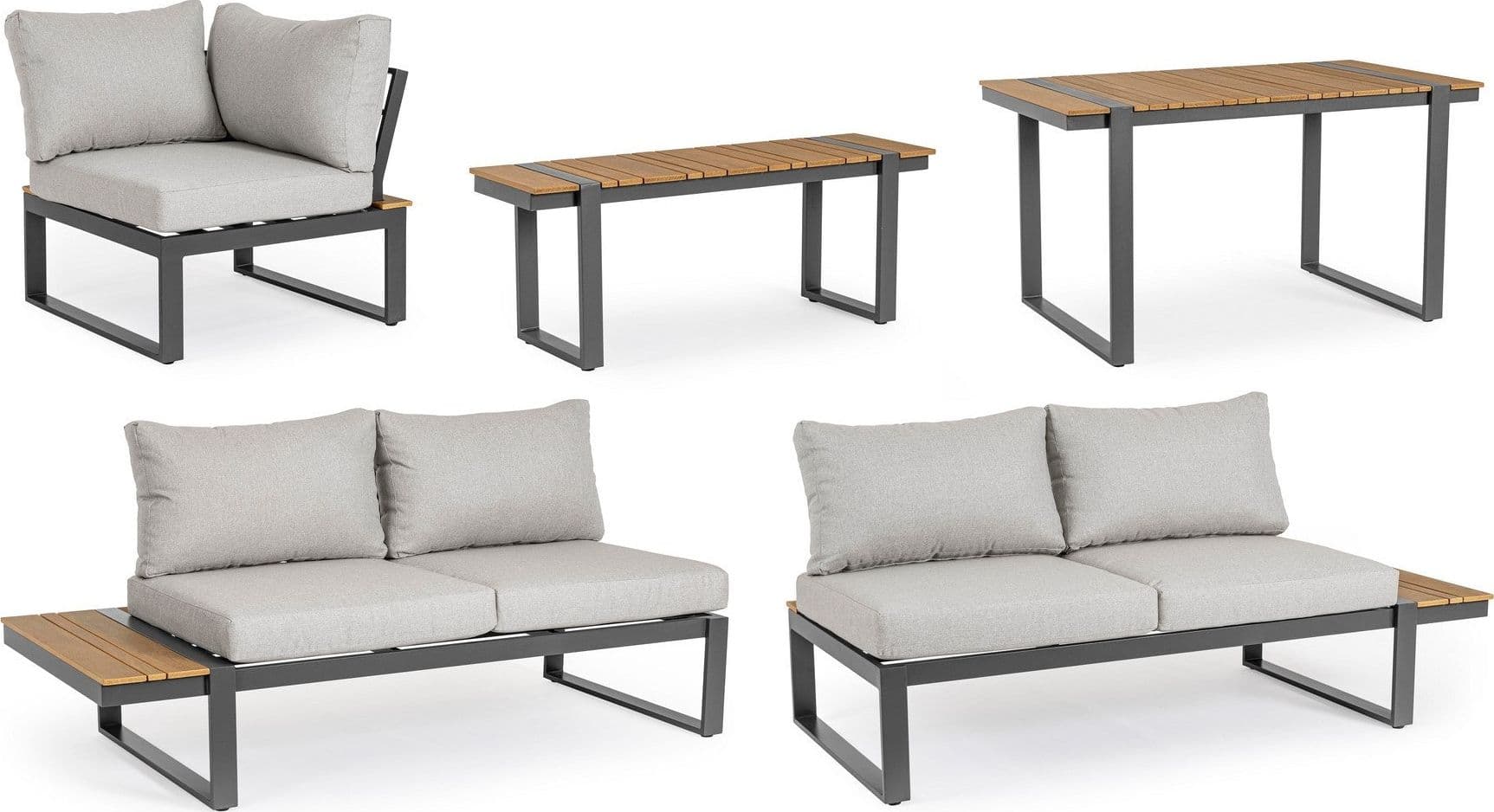 Salottino angolare "Sven" antracite, struttura in alluminio, cuscini sfoderabili in tessuto Giardino e giardinaggio/Arredamento da giardino e accessori/Set di mobili Decor Space - Altamura, Commerciovirtuoso.it