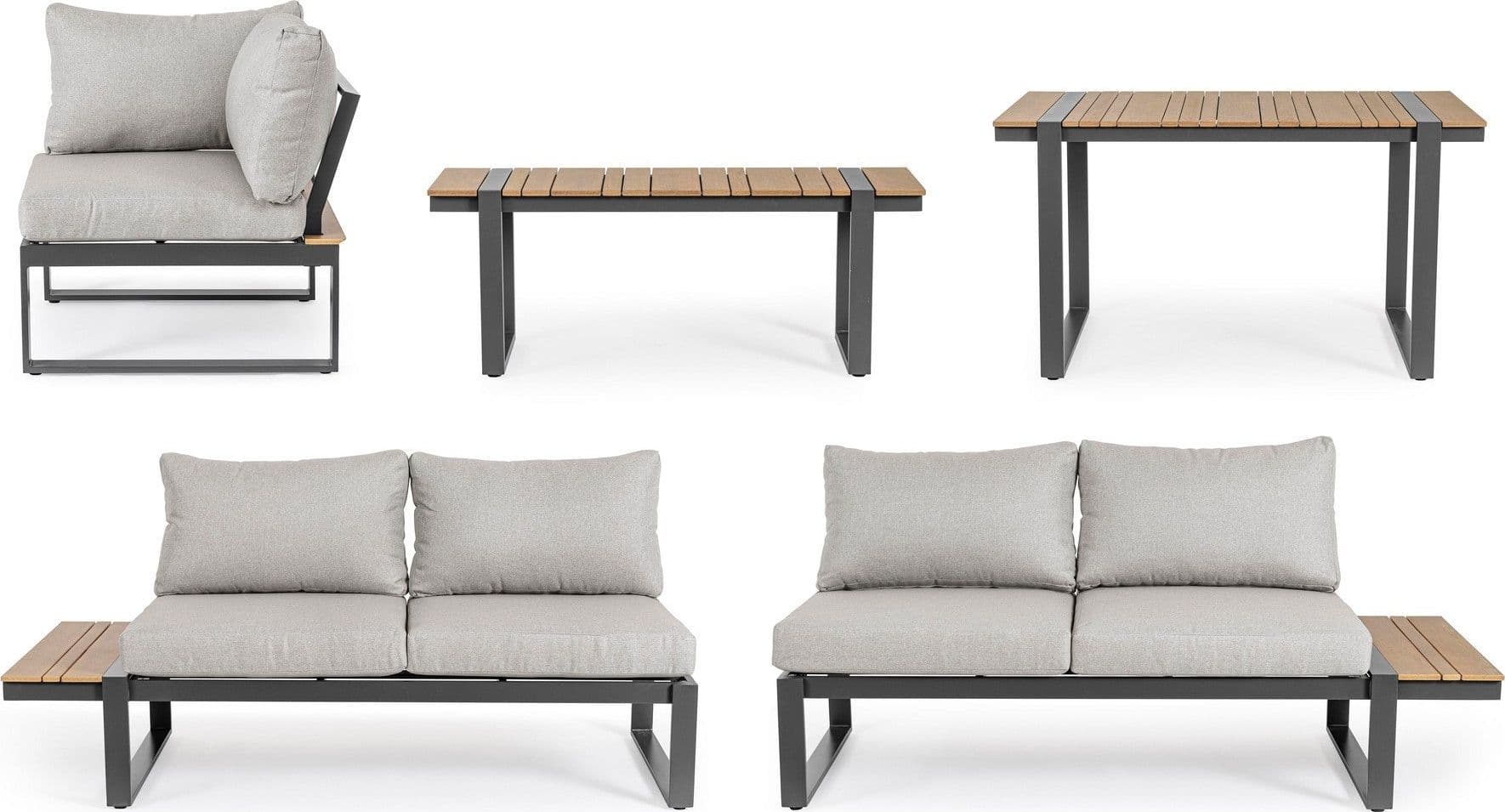 Salottino angolare "Sven" antracite, struttura in alluminio, cuscini sfoderabili in tessuto Giardino e giardinaggio/Arredamento da giardino e accessori/Set di mobili Decor Space - Altamura, Commerciovirtuoso.it