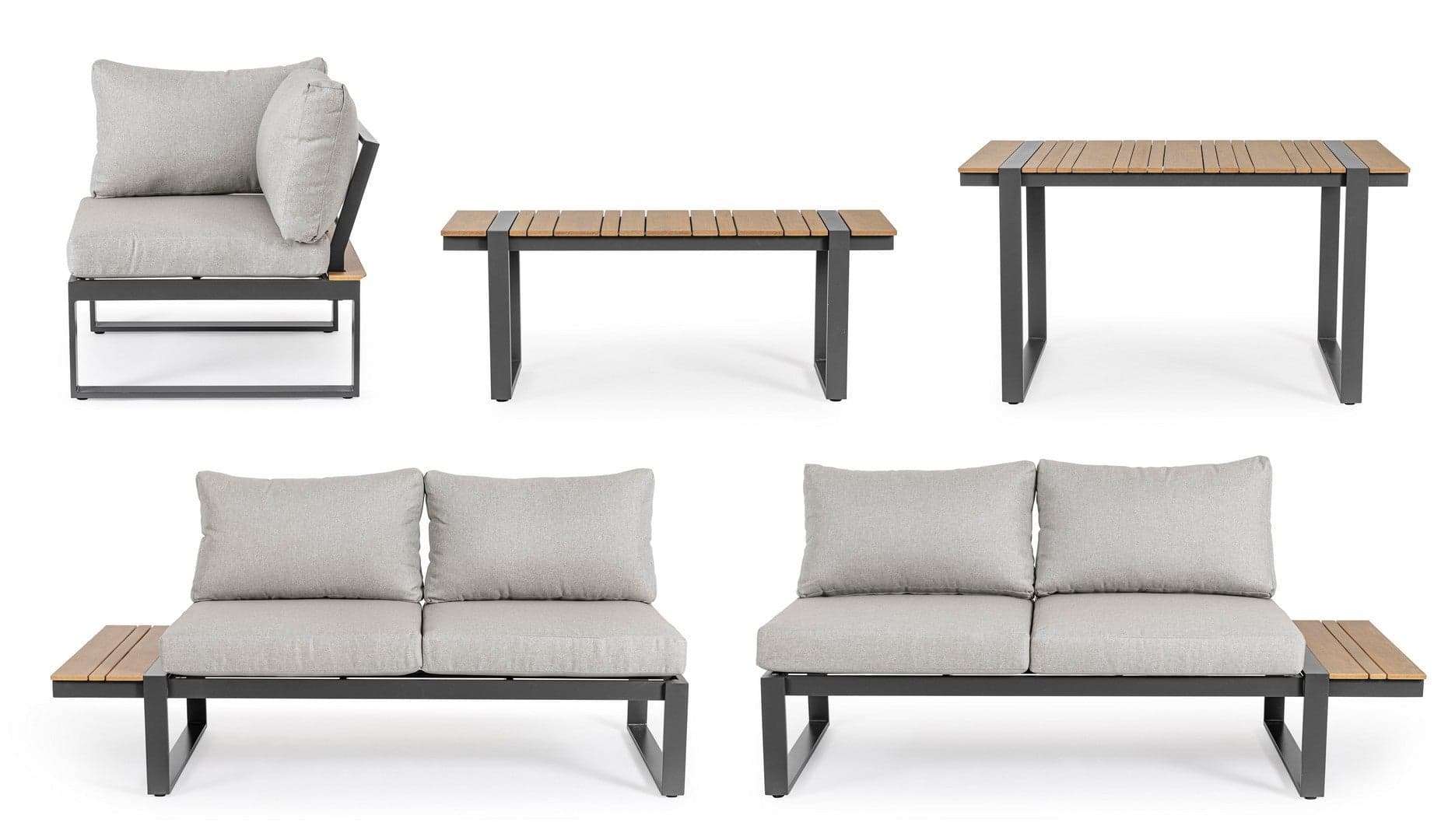 Salottino angolare "Sven" antracite, struttura in alluminio, cuscini sfoderabili in tessuto Giardino e giardinaggio/Arredamento da giardino e accessori/Set di mobili Decor Space - Altamura, Commerciovirtuoso.it
