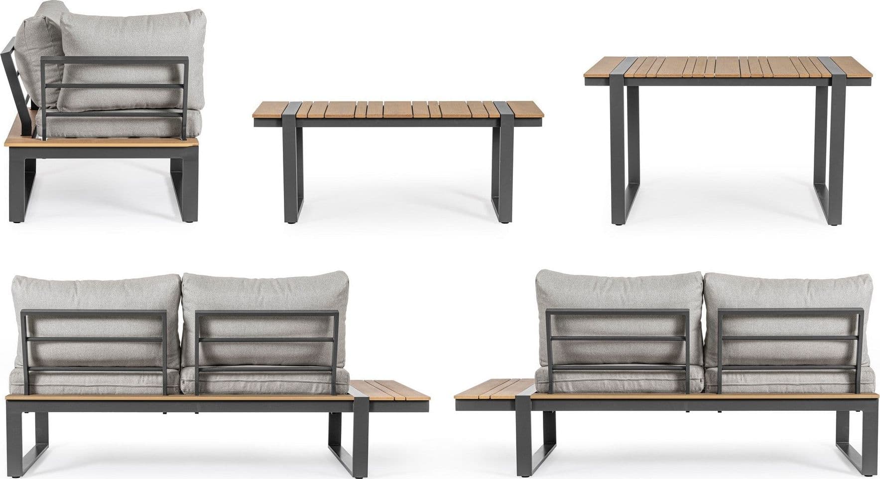Salottino angolare "Sven" antracite, struttura in alluminio, cuscini sfoderabili in tessuto Giardino e giardinaggio/Arredamento da giardino e accessori/Set di mobili Decor Space - Altamura, Commerciovirtuoso.it