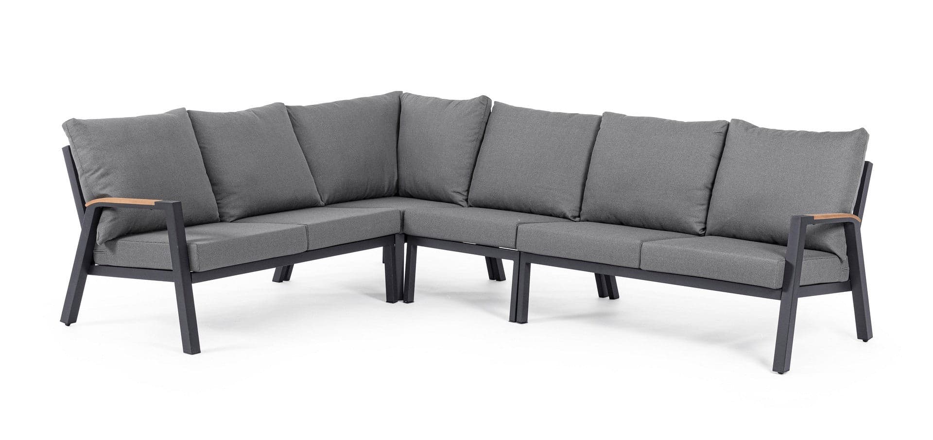 Salotto angolare "Jacob" per esterno, con struttura in alluminio, cuscini sfoderabili Giardino e giardinaggio/Arredamento da giardino e accessori/Set di mobili Decor Space - Altamura, Commerciovirtuoso.it