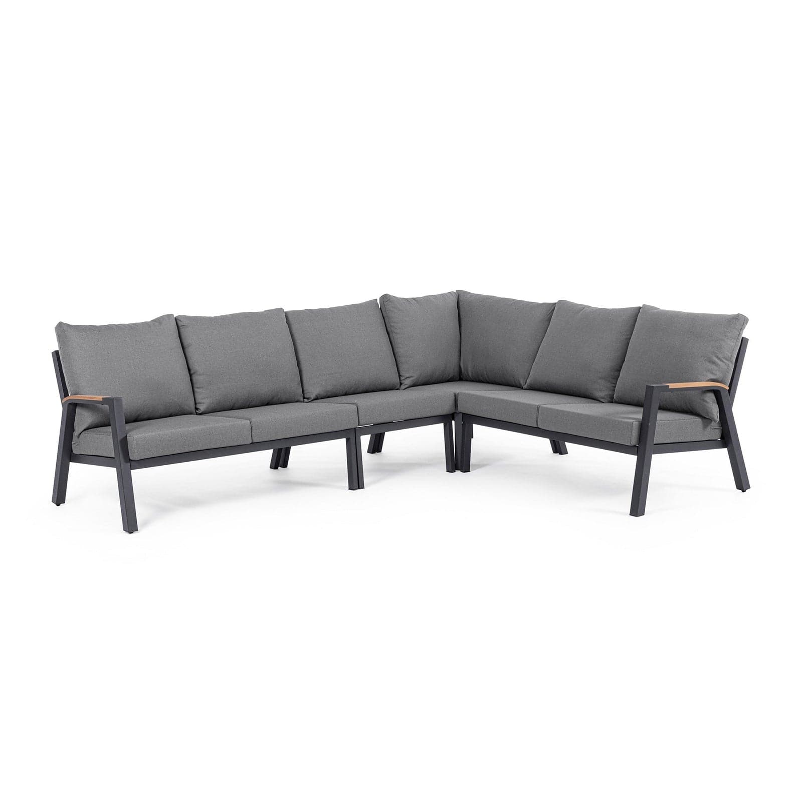 Salotto angolare "Jacob" per esterno, con struttura in alluminio, cuscini sfoderabili in Set di mobili Decor Space - Altamura, commercioVirtuoso.it