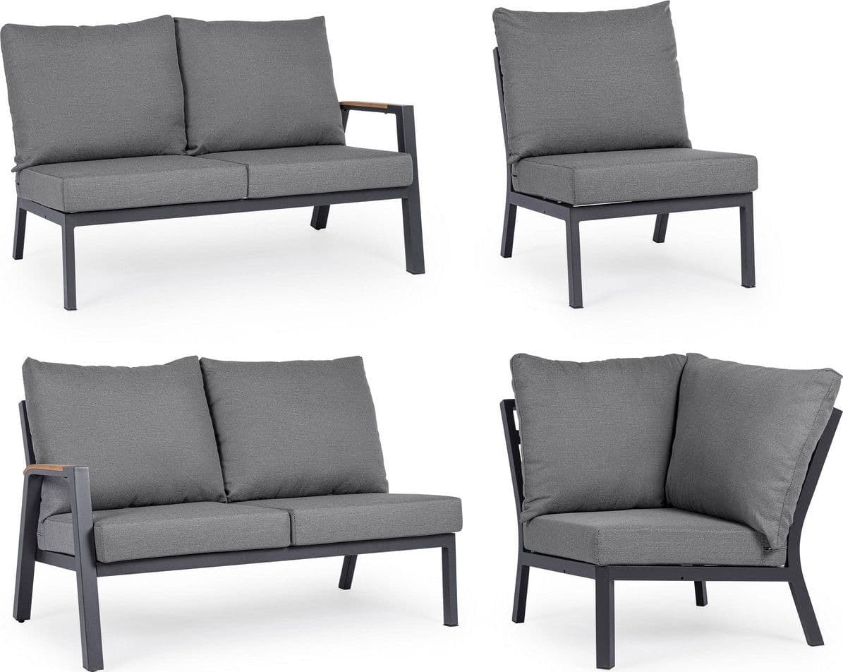 Salotto angolare "Jacob" per esterno, con struttura in alluminio, cuscini sfoderabili Giardino e giardinaggio/Arredamento da giardino e accessori/Set di mobili Decor Space - Altamura, Commerciovirtuoso.it
