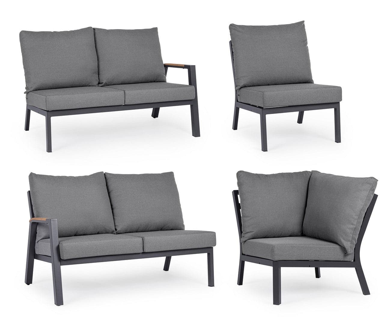 Salotto angolare "Jacob" per esterno, con struttura in alluminio, cuscini sfoderabili Giardino e giardinaggio/Arredamento da giardino e accessori/Set di mobili Decor Space - Altamura, Commerciovirtuoso.it