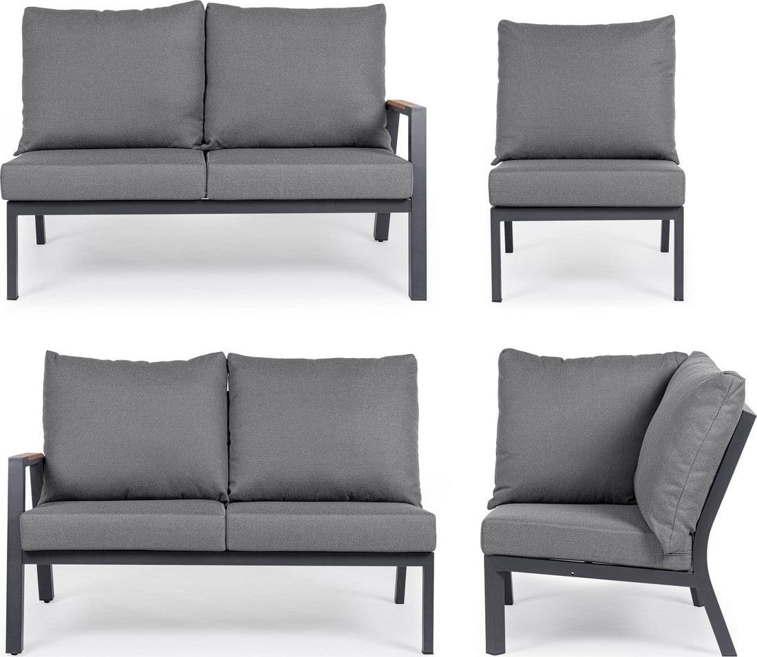 Salotto angolare "Jacob" per esterno, con struttura in alluminio, cuscini sfoderabili Giardino e giardinaggio/Arredamento da giardino e accessori/Set di mobili Decor Space - Altamura, Commerciovirtuoso.it