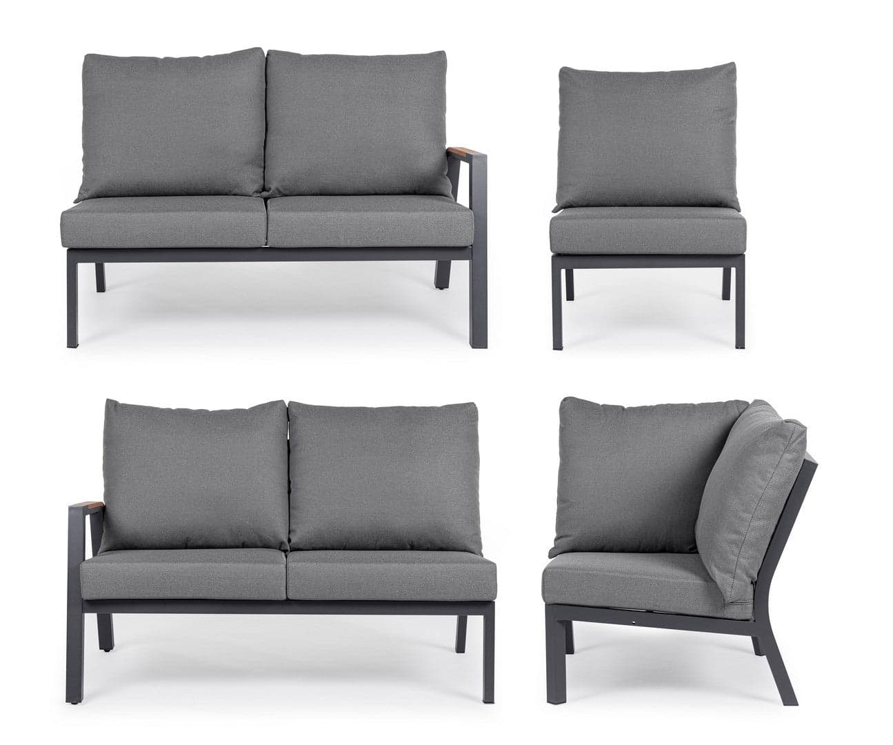 Salotto angolare "Jacob" per esterno, con struttura in alluminio, cuscini sfoderabili Giardino e giardinaggio/Arredamento da giardino e accessori/Set di mobili Decor Space - Altamura, Commerciovirtuoso.it