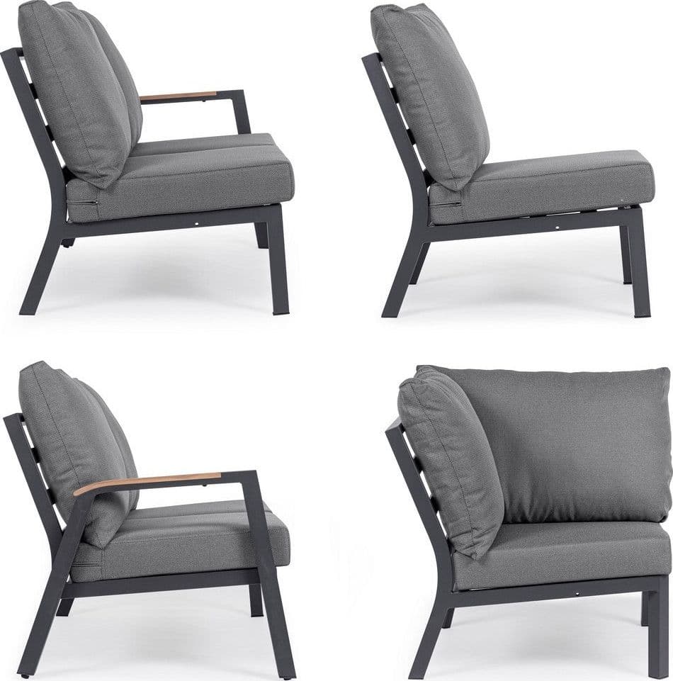 Salotto angolare "Jacob" per esterno, con struttura in alluminio, cuscini sfoderabili Giardino e giardinaggio/Arredamento da giardino e accessori/Set di mobili Decor Space - Altamura, Commerciovirtuoso.it