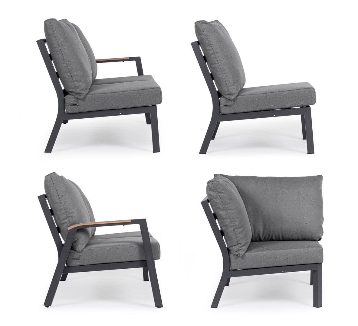 Salotto angolare "Jacob" per esterno, con struttura in alluminio, cuscini sfoderabili Giardino e giardinaggio/Arredamento da giardino e accessori/Set di mobili Decor Space - Altamura, Commerciovirtuoso.it