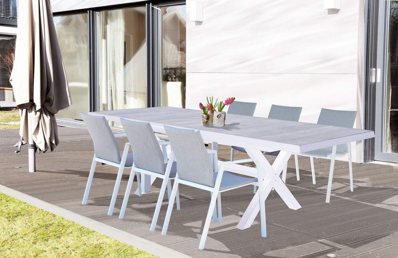 Tavolo allungabile "Zante" in alluminio e Gres porcellanato per esterno 205\260 x 105 cm in Tavoli standard Decor Space - Altamura, commercioVirtuoso.it