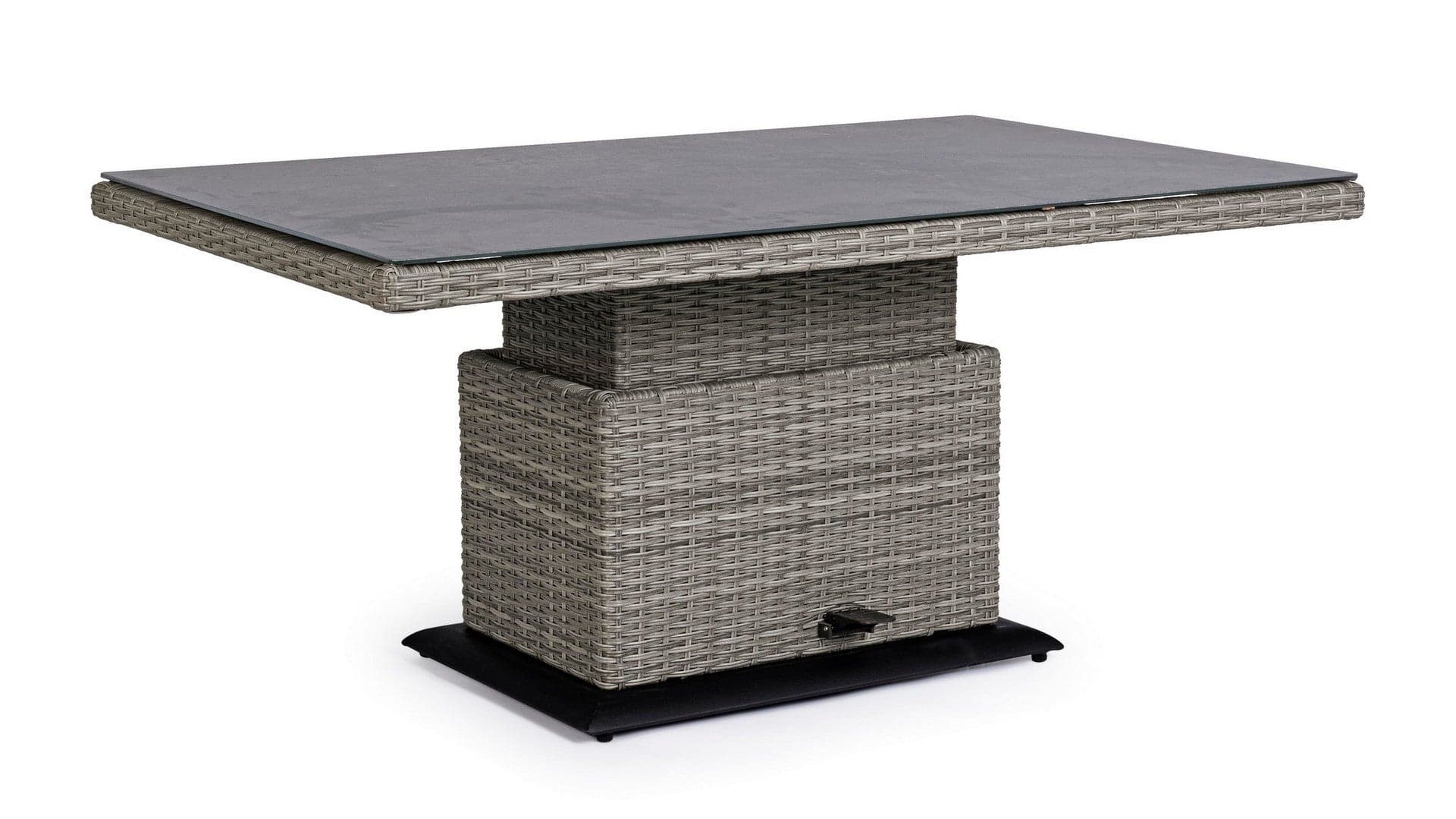 Tavolo "Kent" con struttura in alluminio, piano in ceramica, intreccio in fibra sintetica, per esterno Giardino e giardinaggio/Arredamento da giardino e accessori/Tavoli e tavolini/Tavoli standard Decor Space - Altamura, Commerciovirtuoso.it