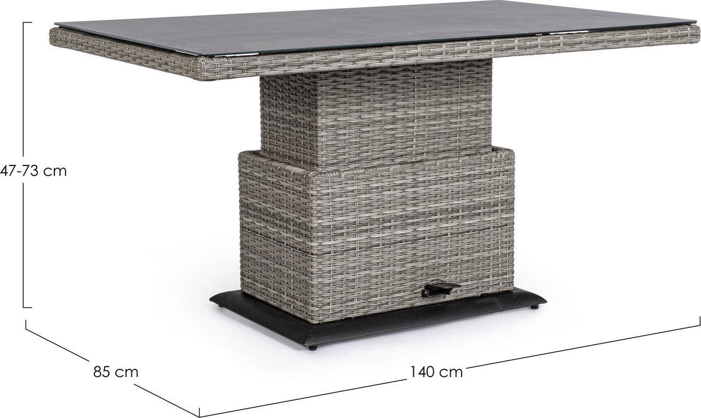 Tavolo "Kent" con struttura in alluminio, piano in ceramica, intreccio in fibra sintetica, per esterno Giardino e giardinaggio/Arredamento da giardino e accessori/Tavoli e tavolini/Tavoli standard Decor Space - Altamura, Commerciovirtuoso.it