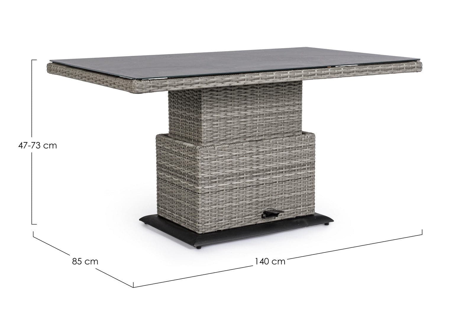Tavolo "Kent" con struttura in alluminio, piano in ceramica, intreccio in fibra sintetica, per esterno Giardino e giardinaggio/Arredamento da giardino e accessori/Tavoli e tavolini/Tavoli standard Decor Space - Altamura, Commerciovirtuoso.it