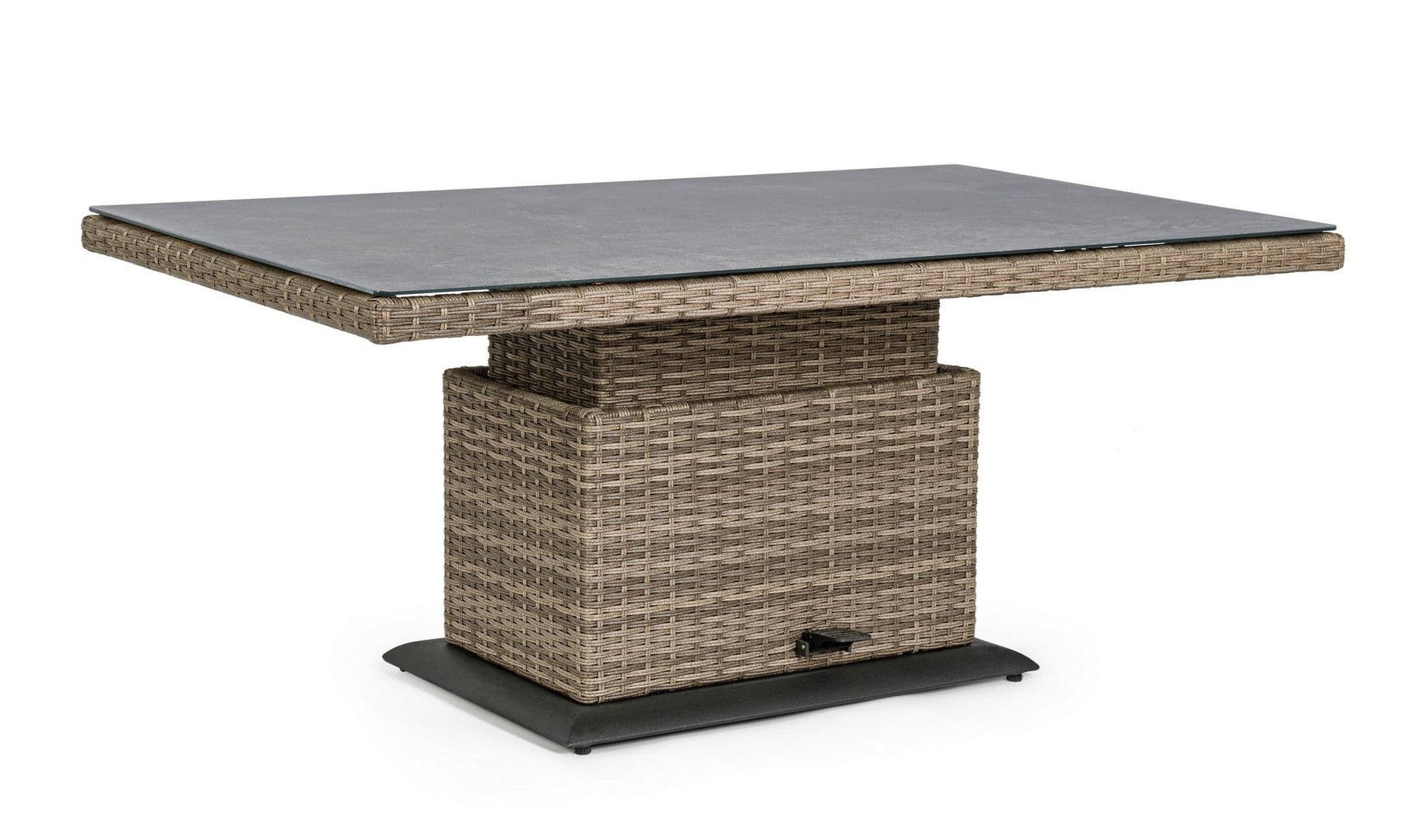 Tavolo "Kent" con struttura in alluminio, piano in ceramica, intreccio in fibra sintetica, per esterno Giardino e giardinaggio/Arredamento da giardino e accessori/Tavoli e tavolini/Tavoli standard Decor Space - Altamura, Commerciovirtuoso.it