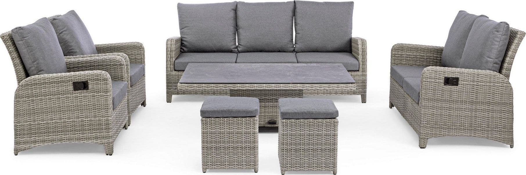 Tavolo "Kent" con struttura in alluminio, piano in ceramica, intreccio in fibra sintetica, per esterno - 23