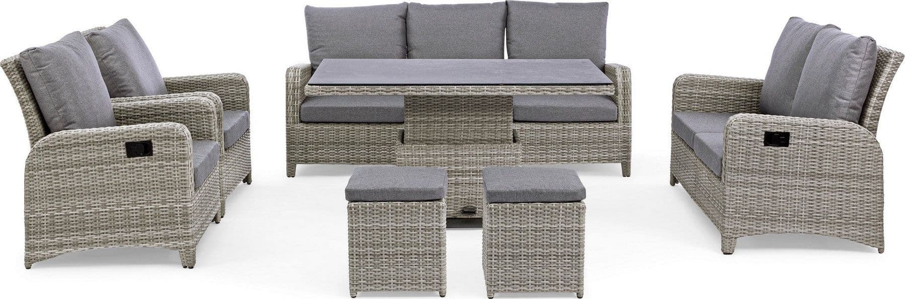 Tavolo "Kent" con struttura in alluminio, piano in ceramica, intreccio in fibra sintetica, per esterno - 24