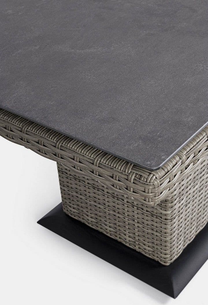Tavolo "Kent" con struttura in alluminio, piano in ceramica, intreccio in fibra sintetica, per esterno - 25