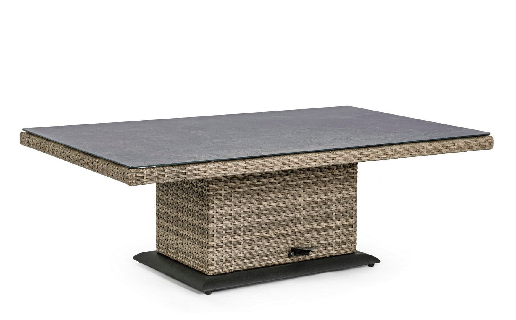 Tavolo "Kent" con struttura in alluminio, piano in ceramica, intreccio in fibra sintetica, per esterno Giardino e giardinaggio/Arredamento da giardino e accessori/Tavoli e tavolini/Tavoli standard Decor Space - Altamura, Commerciovirtuoso.it