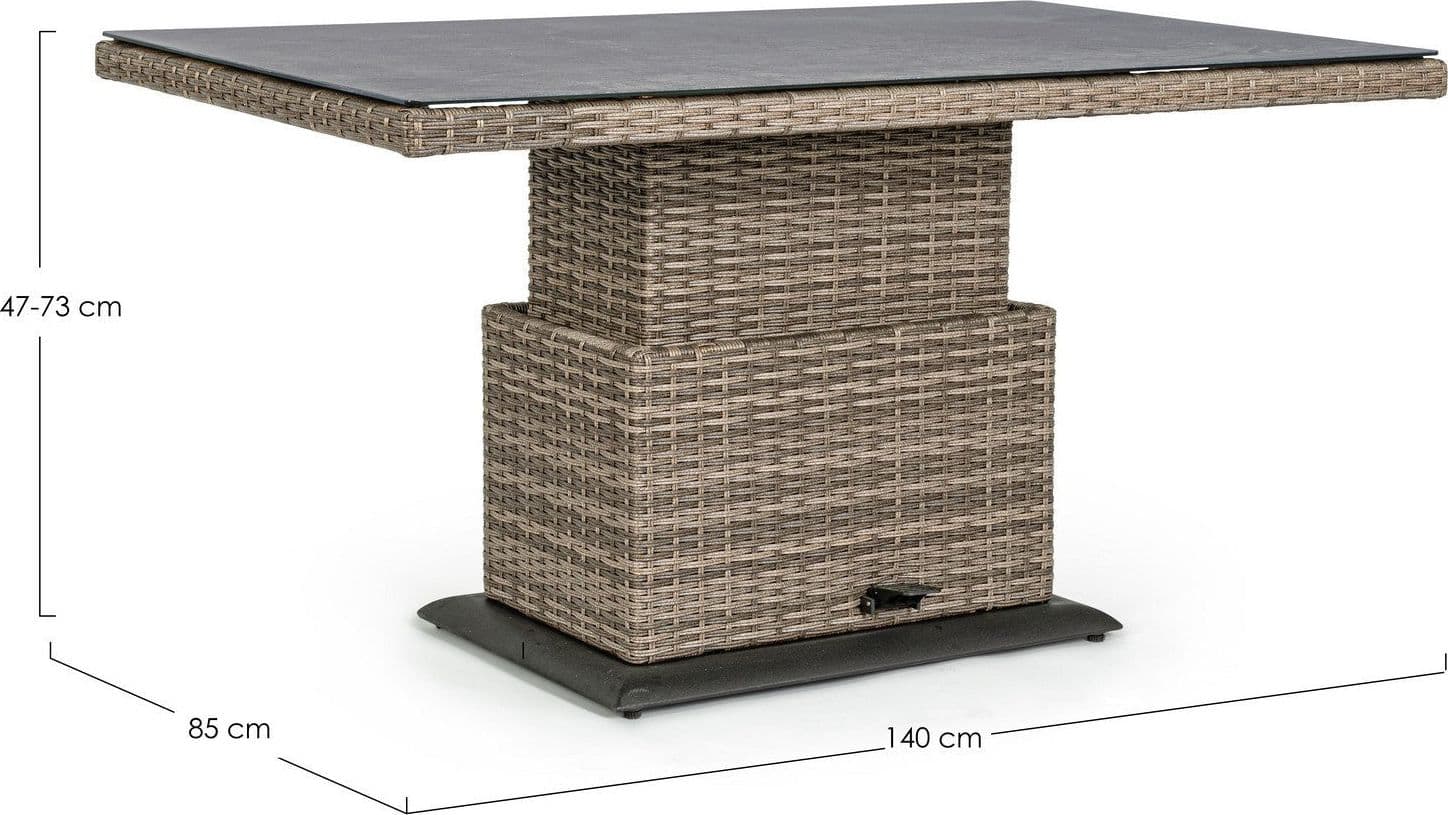 Tavolo "Kent" con struttura in alluminio, piano in ceramica, intreccio in fibra sintetica, per esterno Giardino e giardinaggio/Arredamento da giardino e accessori/Tavoli e tavolini/Tavoli standard Decor Space - Altamura, Commerciovirtuoso.it
