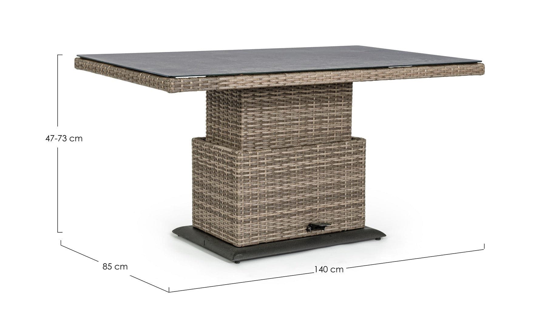 Tavolo "Kent" con struttura in alluminio, piano in ceramica, intreccio in fibra sintetica, per esterno Giardino e giardinaggio/Arredamento da giardino e accessori/Tavoli e tavolini/Tavoli standard Decor Space - Altamura, Commerciovirtuoso.it