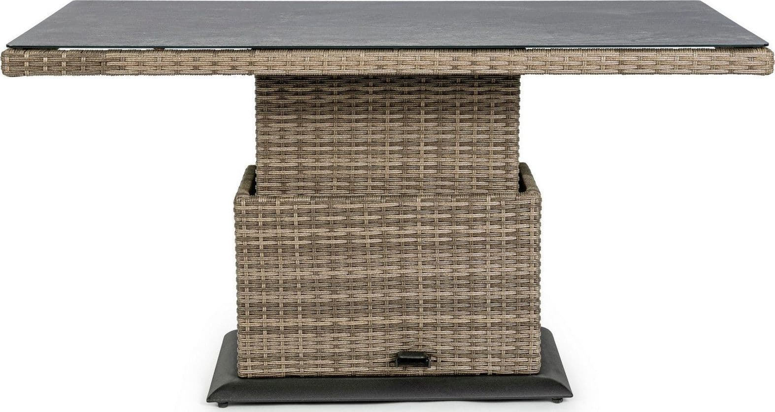 Tavolo "Kent" con struttura in alluminio, piano in ceramica, intreccio in fibra sintetica, per esterno Giardino e giardinaggio/Arredamento da giardino e accessori/Tavoli e tavolini/Tavoli standard Decor Space - Altamura, Commerciovirtuoso.it
