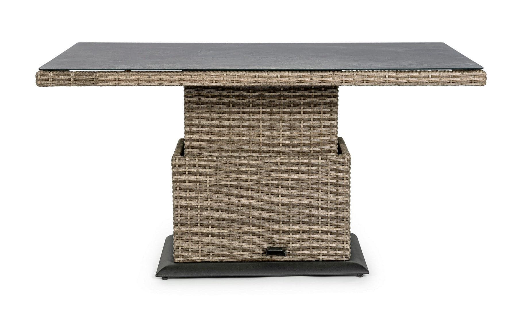 Tavolo "Kent" con struttura in alluminio, piano in ceramica, intreccio in fibra sintetica, per esterno Giardino e giardinaggio/Arredamento da giardino e accessori/Tavoli e tavolini/Tavoli standard Decor Space - Altamura, Commerciovirtuoso.it
