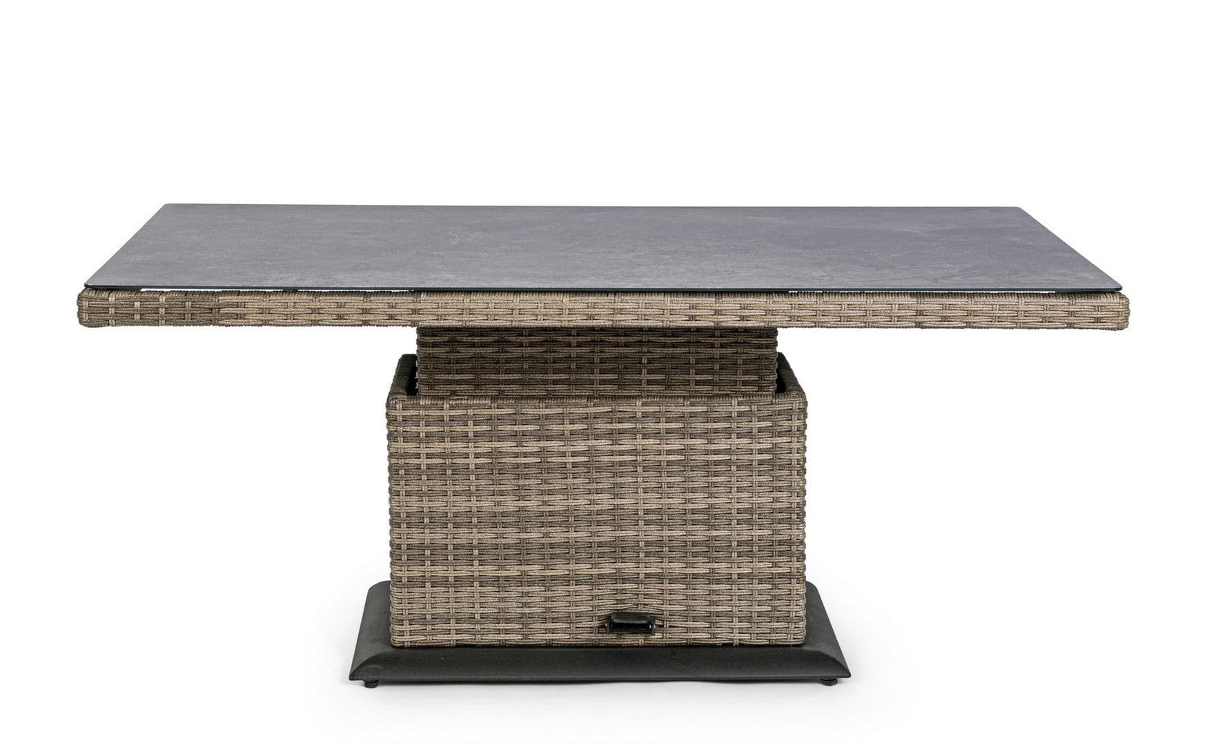 Tavolo "Kent" con struttura in alluminio, piano in ceramica, intreccio in fibra sintetica, per esterno Giardino e giardinaggio/Arredamento da giardino e accessori/Tavoli e tavolini/Tavoli standard Decor Space - Altamura, Commerciovirtuoso.it