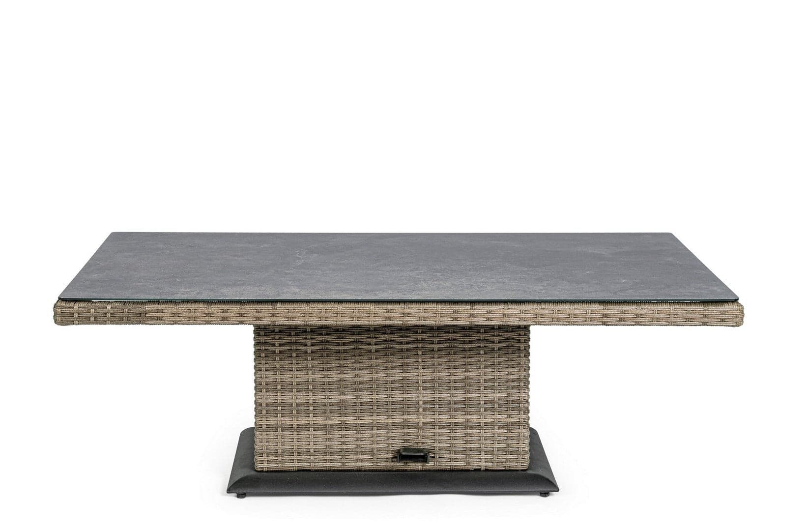 Tavolo "Kent" con struttura in alluminio, piano in ceramica, intreccio in fibra sintetica, per esterno Giardino e giardinaggio/Arredamento da giardino e accessori/Tavoli e tavolini/Tavoli standard Decor Space - Altamura, Commerciovirtuoso.it