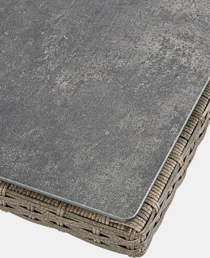 Tavolo "Kent" con struttura in alluminio, piano in ceramica, intreccio in fibra sintetica, per esterno Giardino e giardinaggio/Arredamento da giardino e accessori/Tavoli e tavolini/Tavoli standard Decor Space - Altamura, Commerciovirtuoso.it