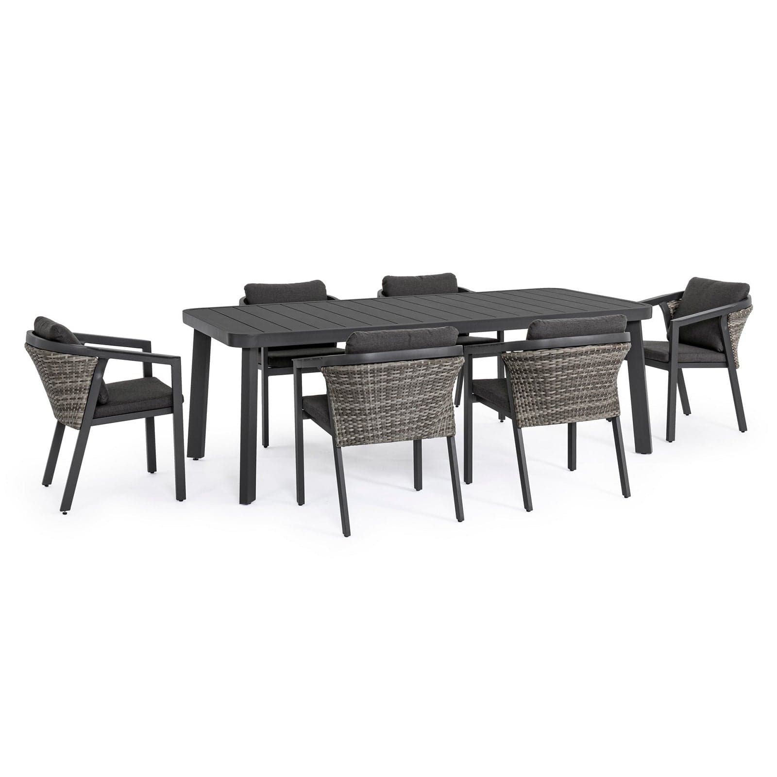 Set tavolo con 6 sedie "Cordova" in alluminio verniciato, seduta in fibra sintetica, per esterno in Tavoli standard Decor Space - Altamura, commercioVirtuoso.it