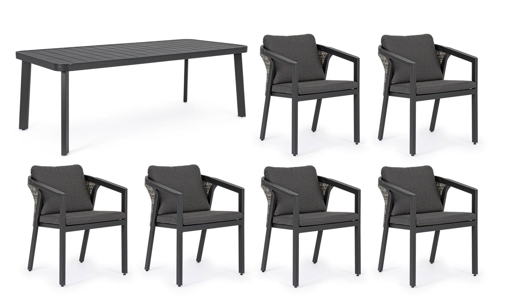 Set tavolo con 6 sedie "Cordova" in alluminio verniciato, seduta in fibra sintetica, per esterno in Tavoli standard Decor Space - Altamura, commercioVirtuoso.it