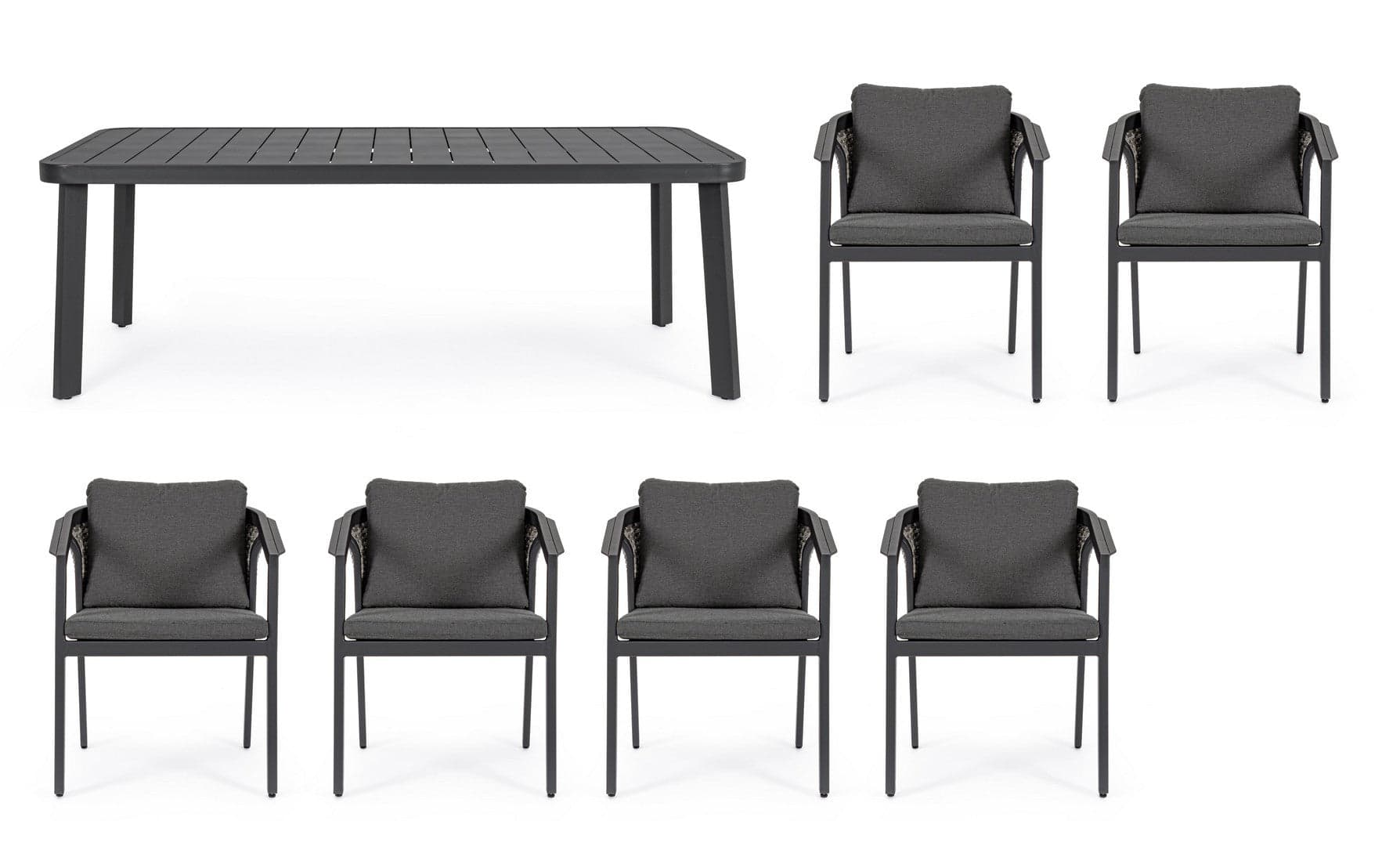 Set tavolo con 6 sedie "Cordova" in alluminio verniciato, seduta in fibra sintetica, per esterno in Tavoli standard Decor Space - Altamura, commercioVirtuoso.it