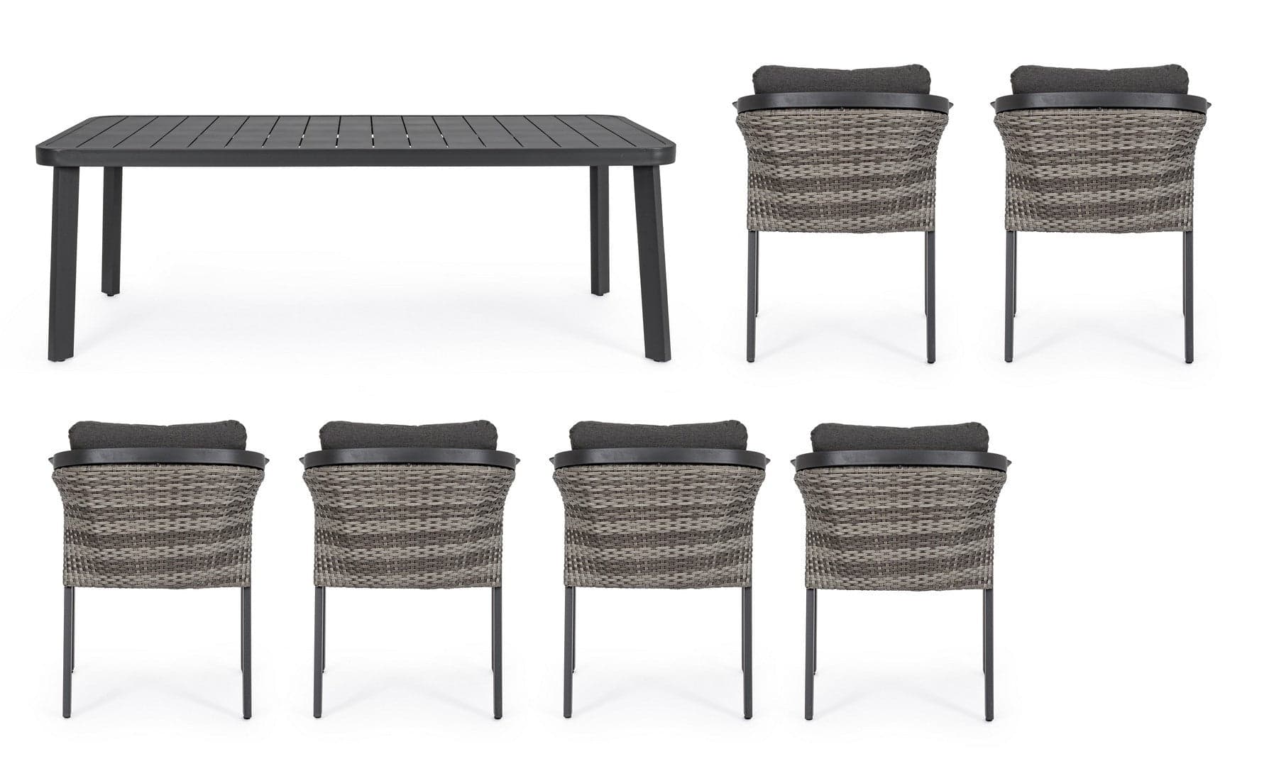 Set tavolo con 6 sedie "Cordova" in alluminio verniciato, seduta in fibra sintetica, per esterno in Tavoli standard Decor Space - Altamura, commercioVirtuoso.it