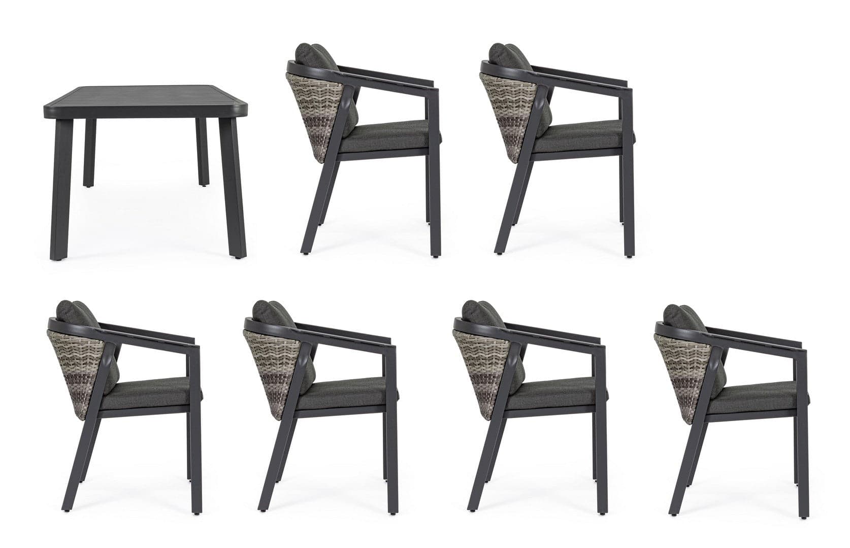 Set tavolo con 6 sedie "Cordova" in alluminio verniciato, seduta in fibra sintetica, per esterno in Tavoli standard Decor Space - Altamura, commercioVirtuoso.it