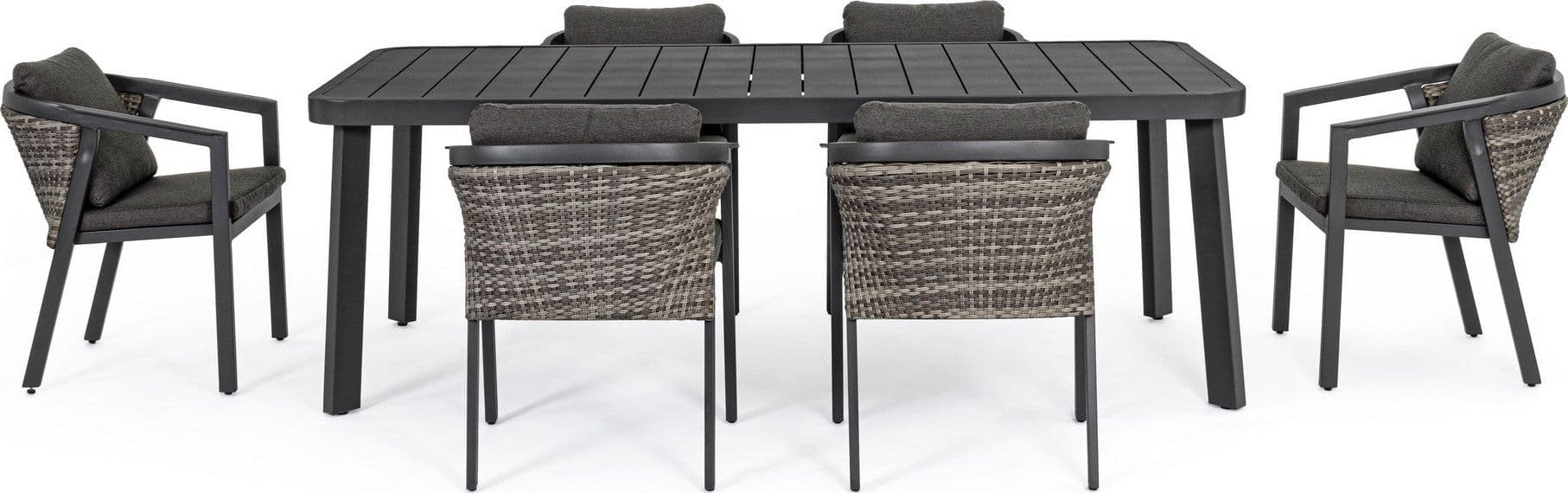 Set tavolo con 6 sedie "Cordova" in alluminio verniciato, seduta in fibra sintetica, per esterno Giardino e giardinaggio/Arredamento da giardino e accessori/Tavoli e tavolini/Tavoli standard Decor Space - Altamura, Commerciovirtuoso.it