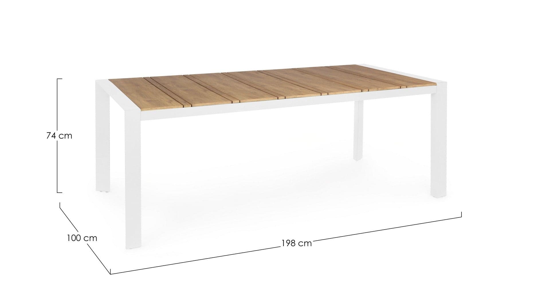 Tavolo "Elias" per esterno, con struttura in alluminio, piano in Polywood, 198 x 100 cm in Tavoli standard Decor Space - Altamura, commercioVirtuoso.it