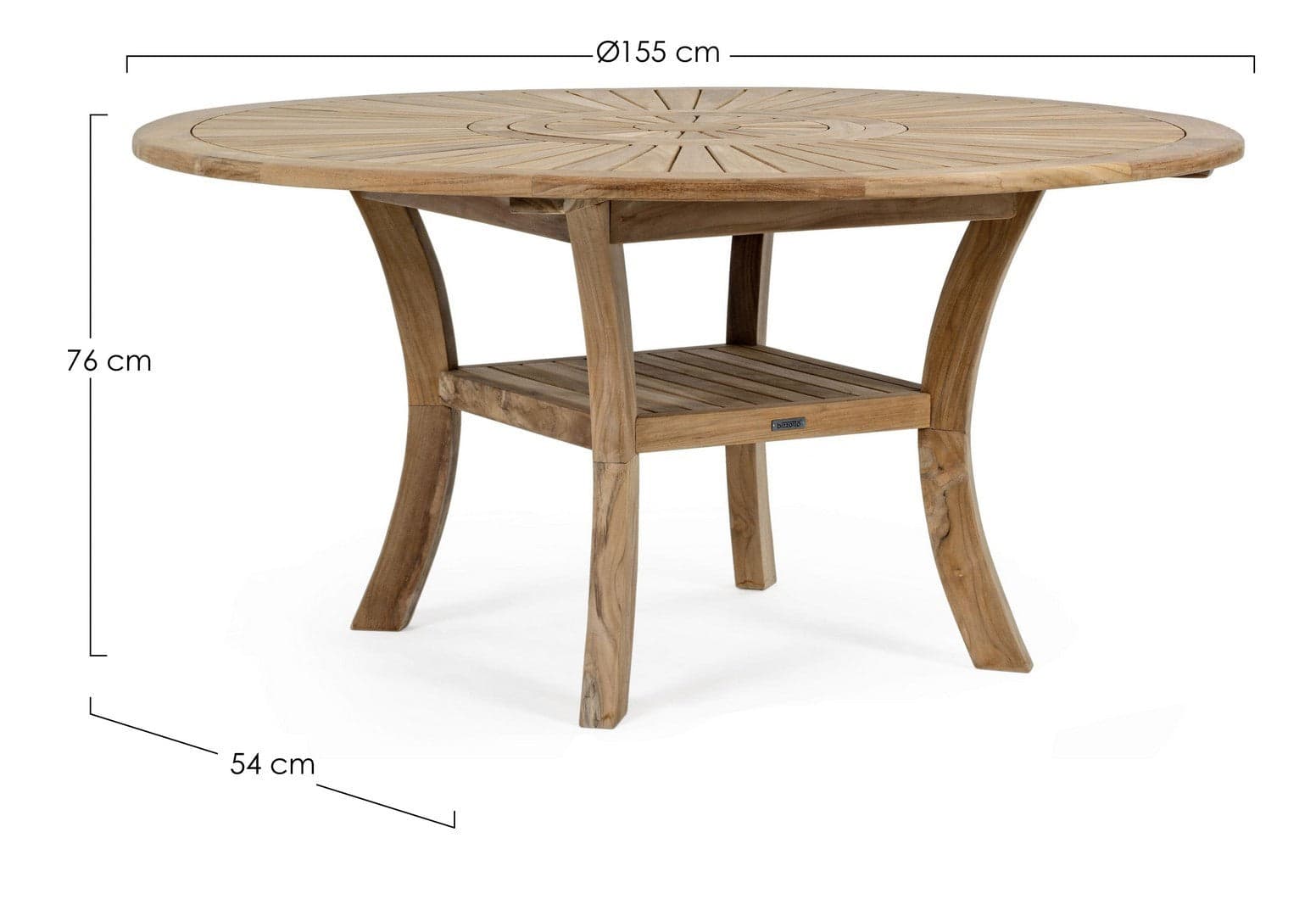 Tavolo rotondo "Maryland", in legno di teak SVLK, gambe solide, per esterno da 155 cm in Tavoli standard Decor Space - Altamura, commercioVirtuoso.it