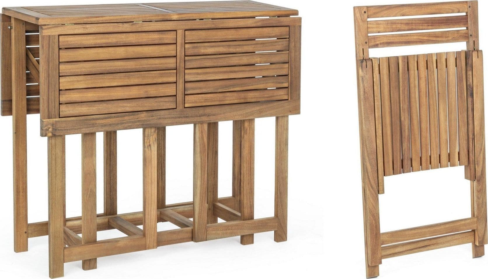 Set tavolo con 4 sedie "Noemi" in legno di acacia, finitura ad olio, per esterno in Tavoli standard Decor Space - Altamura, commercioVirtuoso.it