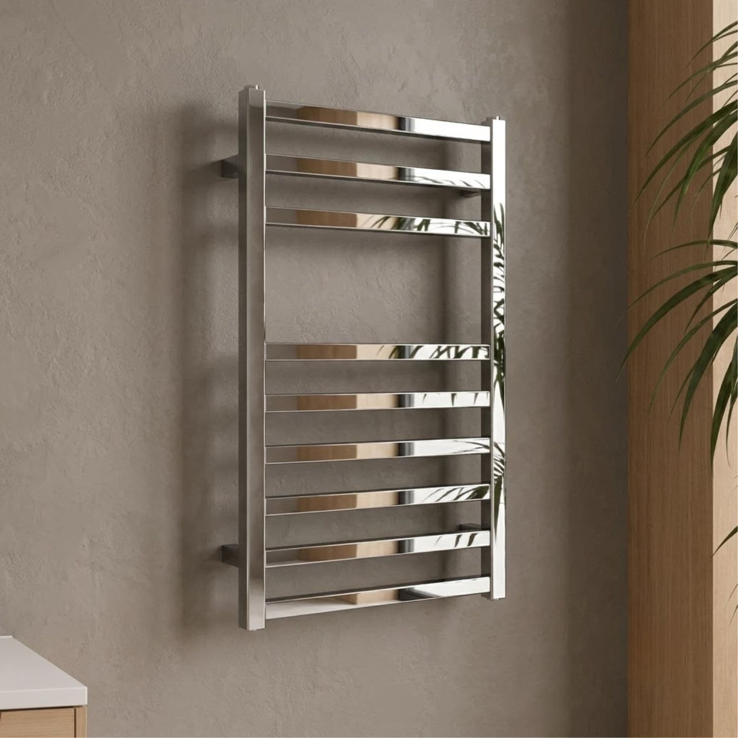 Termoarredo Scaldasalviette Square Cromo Lucido Per Bagno