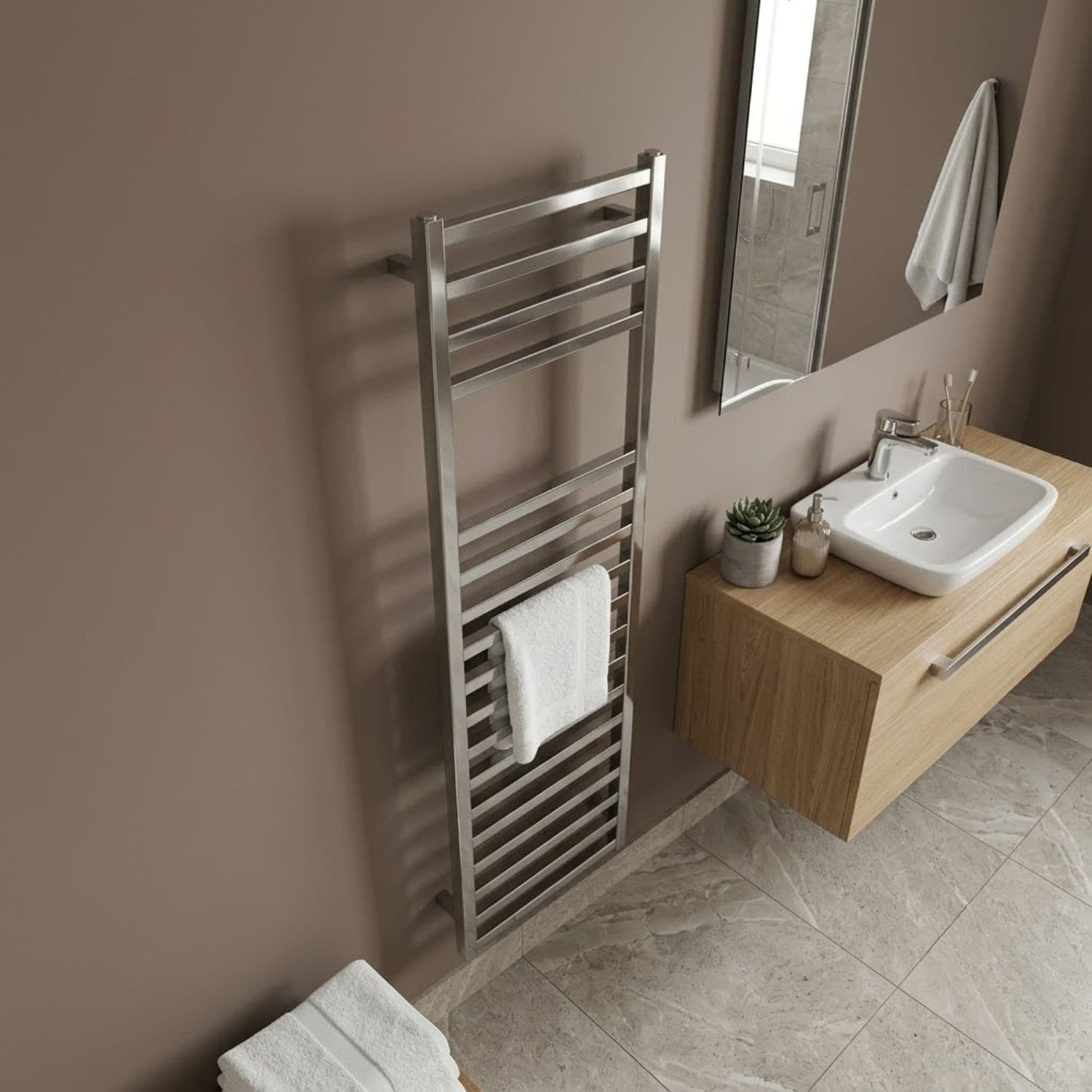 Termoarredo Scaldasalviette Square Cromo Lucido Per Bagno - 13