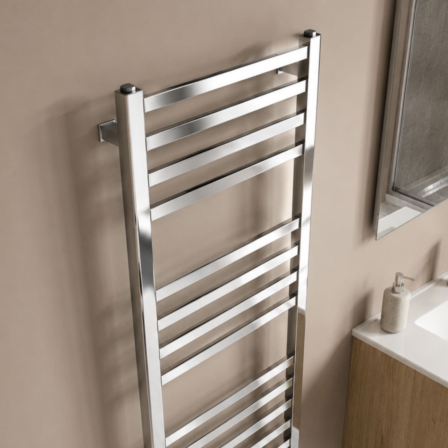 Termoarredo Scaldasalviette Square Cromo Lucido Per Bagno - 19