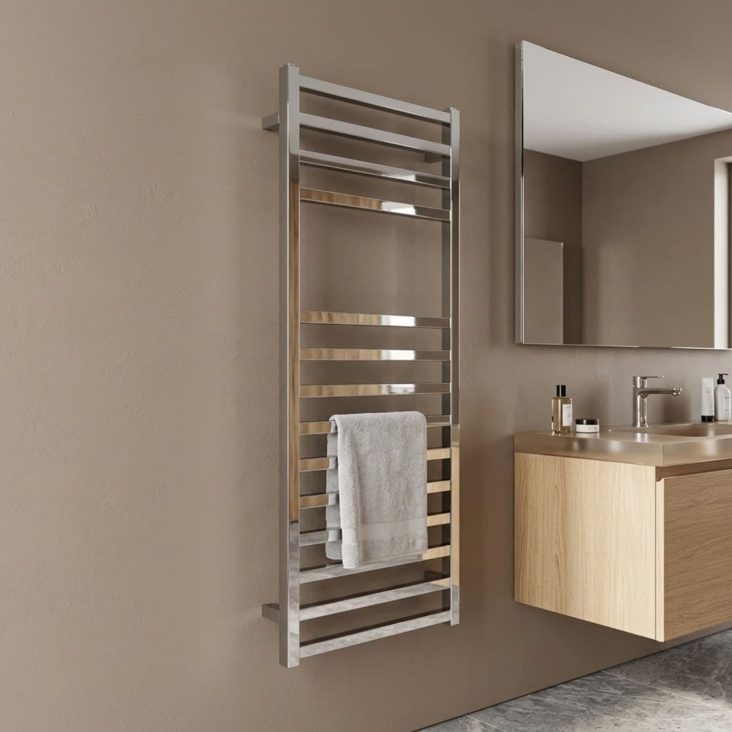 Termoarredo Scaldasalviette Square Cromo Lucido Per Bagno - 26