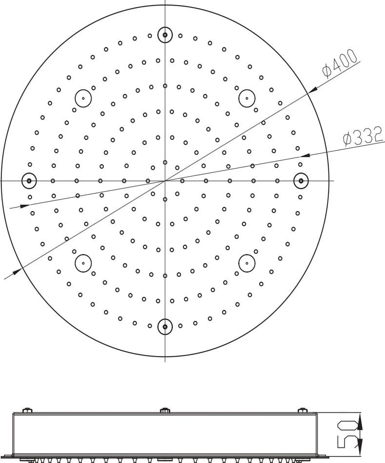 Soffione Doccia a Soffitto Installazione Da Incasso Acciaio Inox Tondo - 4