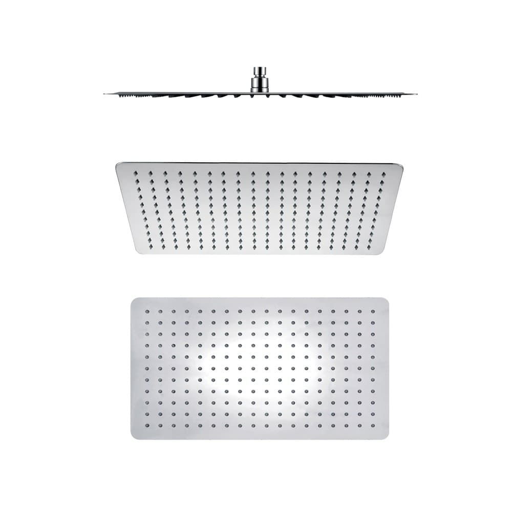Soffione Doccia Rettangolare Acciaio Inox 2 Mm Spessore Effetto Pioggia Varie Misure Bagno - 5
