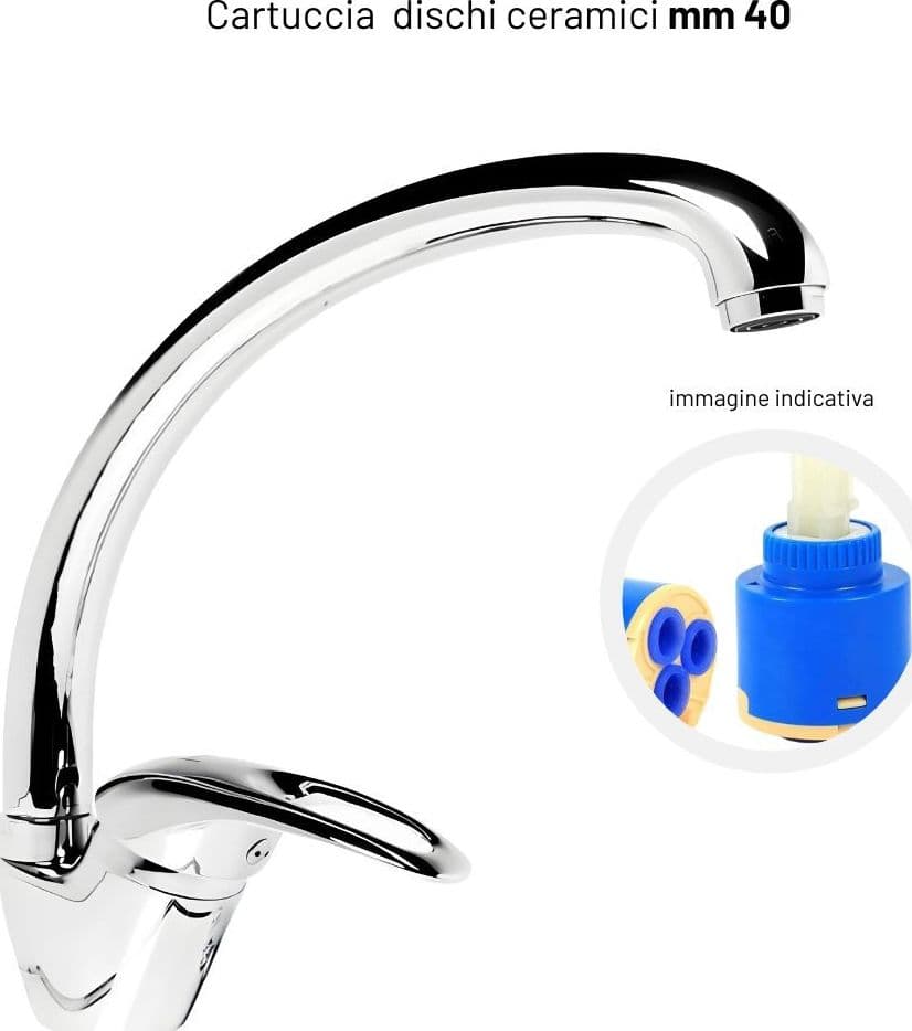 Miscelatore Rubinetto per Lavello Cucina Erogazione Orientabile - 3