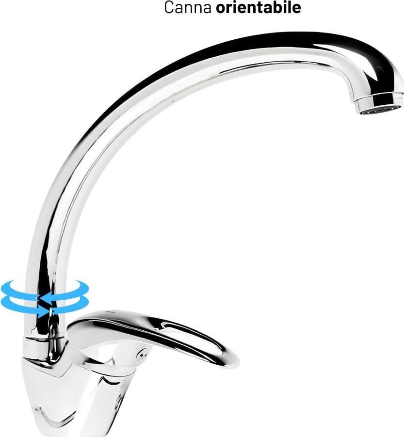 Miscelatore Rubinetto per Lavello Cucina Erogazione Orientabile - 4