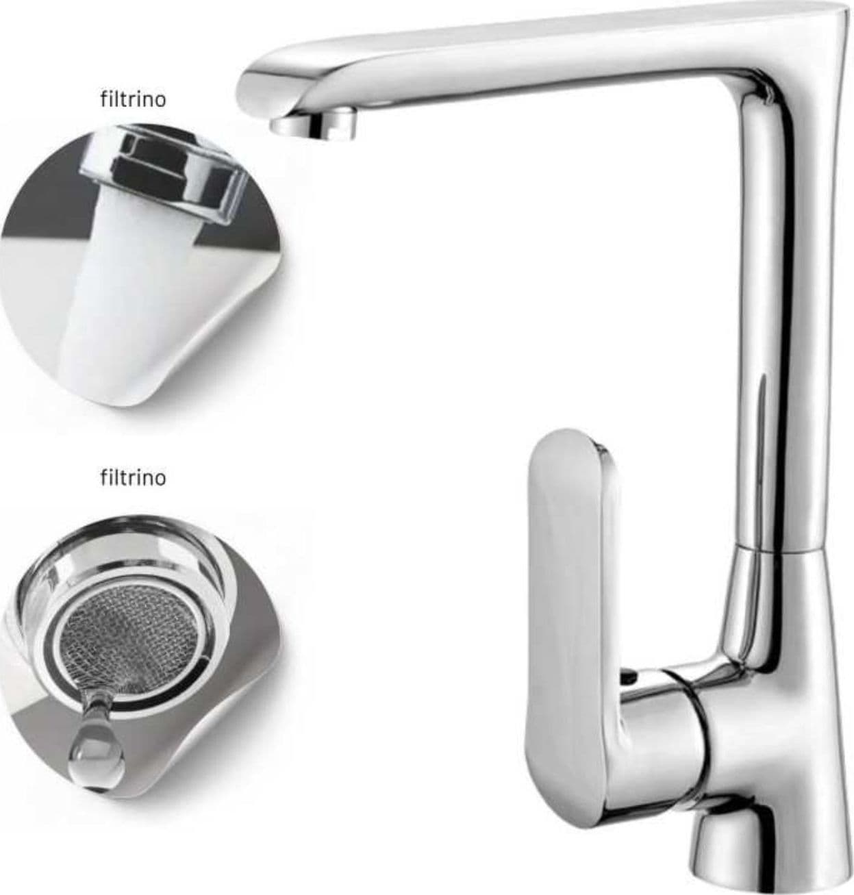 Miscelatore Monoforo Ottone per Lavello Cucina Amsterdam Erogazione Orientabile - 2