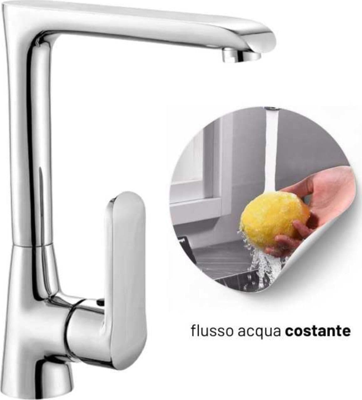 Miscelatore Monoforo Ottone per Lavello Cucina Amsterdam Erogazione Orientabile - 3